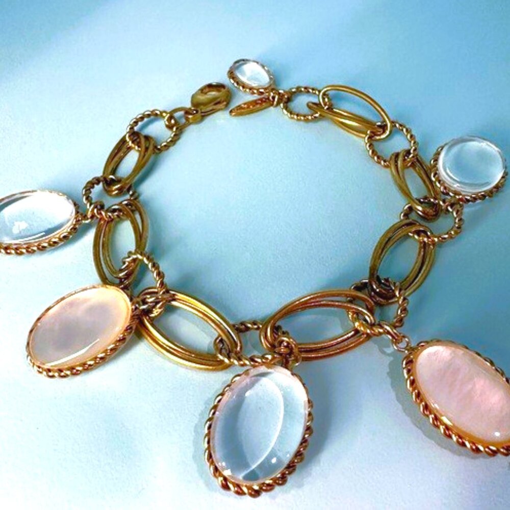 Vintage CALGARO Italian 925 gold Moonstone Garland of Links Bracelet…